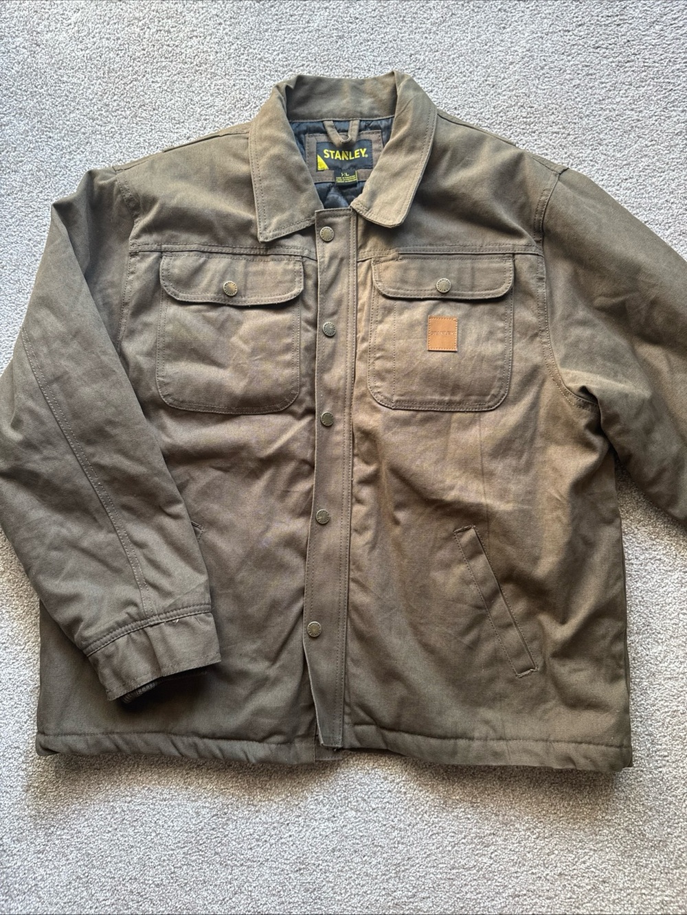 Men’s Stanley XL Canvas Quilted Lined Work Jacket Brown Utility Workwear